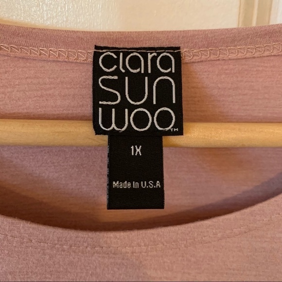 NWT Clara SunWoo Round Neck Peach Skin Knit Envelope Hem Tunic Blush Size 1X 18 - Picture 4 of 9